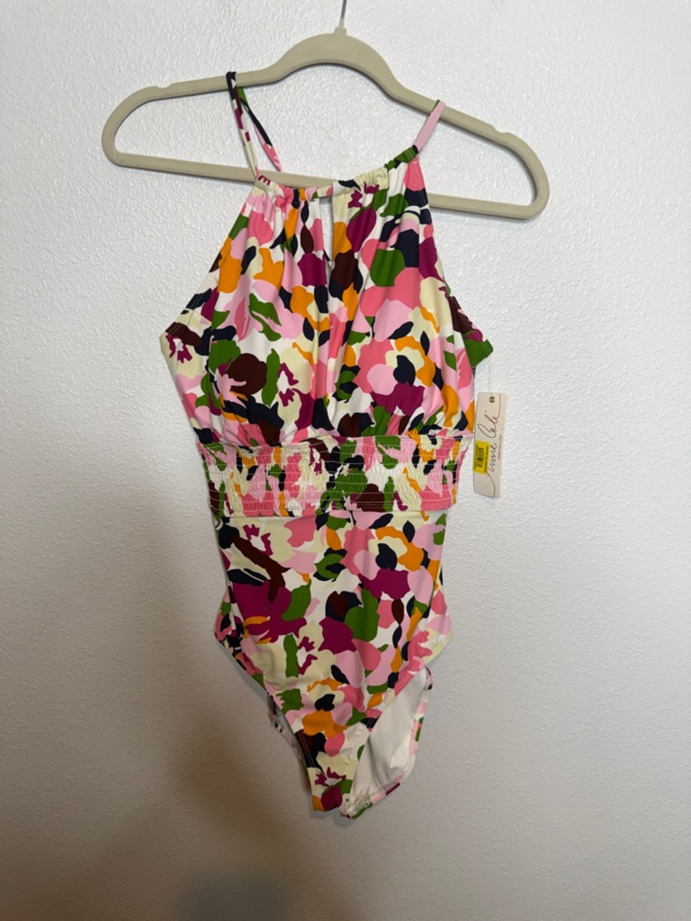 Anne Cole High Neck Smocked Swimsuit 14 NWT - Picture 2 of 6